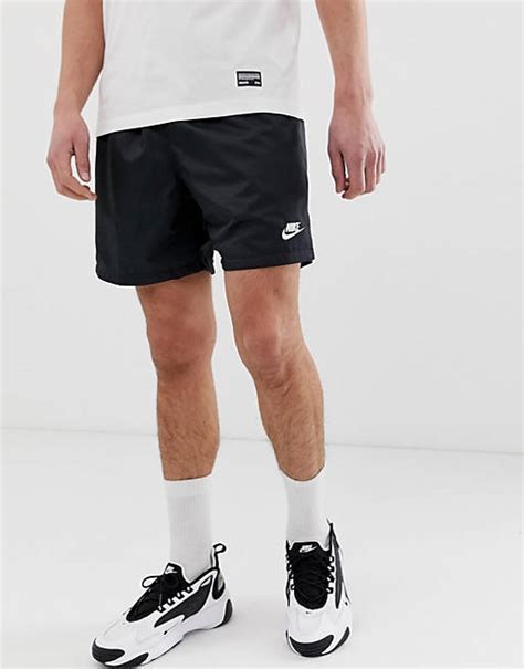 nike geweven short met logo in zwart|Nike .